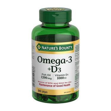 Nature's Bounty, Omega-3 Plus Vitamin D3, 1200 Mg, 90 Softgels