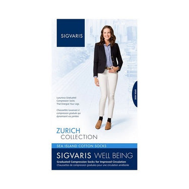 Sigvaris, Calf High Sea Island Cotton Women Navy 15-20 MMHG Size B, 1 Pair