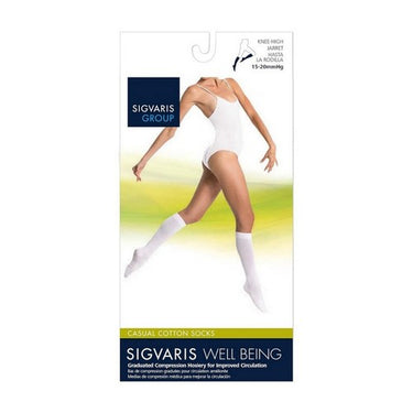 Calf High Casual Cotton Socks Women White Size C 15-20 MM 1 Pair by Sigvaris