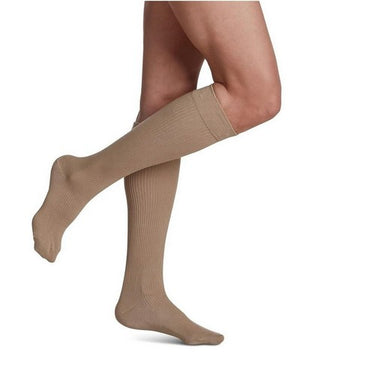 Sigvaris, Casual Cotton Calf High Compression Socks Size C Khaki, 1 Pair / 15-20MM