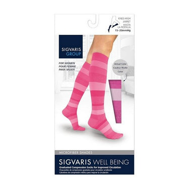 Sigvaris, Calf High Pink Stripe 15-20 MMHG Size B, 1 Pair