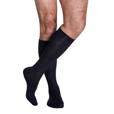 Sigvaris, Calf High Sea Island Cotton Socks Men Black 15-20 MMHG Size B, 1 Pair