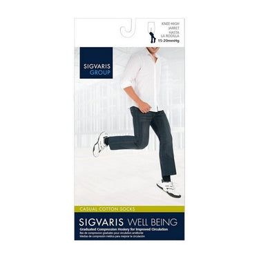 Sigvaris, Calf High Men's Casual Cotton Socks White Size C Large, 1 Pair / 15-20MM