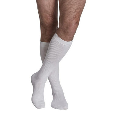 Sigvaris, Calf High Men's Casual Cotton Socks White Size C Large, 1 Pair / 15-20MM