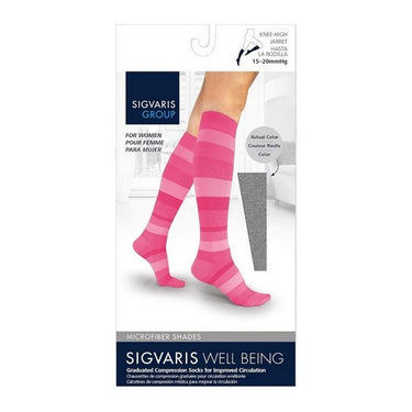 Sigvaris, Calf High Pink Stripe 15-20 MMHG Size A, 1 Pair