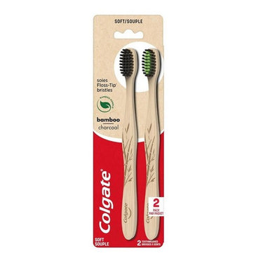 Colgate, Slim Soft Charcoal Bamboo Toothbrush, 2 Count / (Pack Of 1)