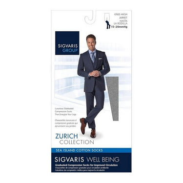 Sigvaris, Calf High Sea Island Cotton Socks Men Navy 15-20 MMHG Size C, 1 Pair