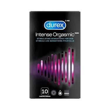 Durex, Intense Orgasmic Ribbed And Dotted Stimulating Gel Condoms, 10 Count
