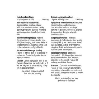 L-Lysine 60 Tabs by Webber Naturals