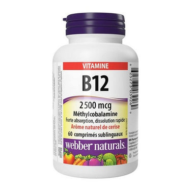 Webber Naturals, Vitamin B12 Methylcobalamin, 2500 Mcg, 60 Tabs