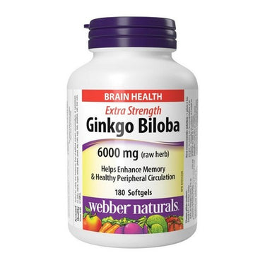 Extra Strength Ginkgo Biloba 180 Softgels by Webber Naturals