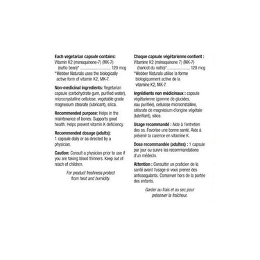 Vitamin K2 75 Caps by Webber Naturals