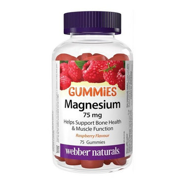 Magnesium Gummy Raspberry Flavoured 75 Gummies by Webber Naturals
