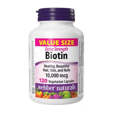 Webber Naturals, Biotin Extra Strength, 10000 Mcg, 120 Caps