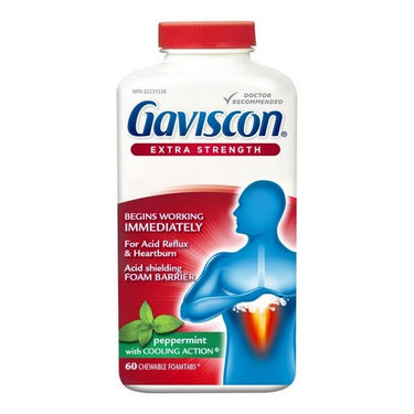 Extra Strength Peppermint 60 Tabs by Gaviscon