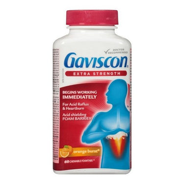 Gaviscon, Extra Strength Orange Burst, 60 Tabs