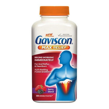 Max Relief Acid Berry 50 Tabs by Gaviscon