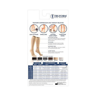Truform, Below Knee Closed Toe Large Beige 20-30 MMHG, 1 Pair
