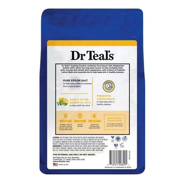 Dr Teal's, Prebiotic Lemon Balm And Essential Oils Pure Epsom Salt Soaking Solution, 3 Lbs
