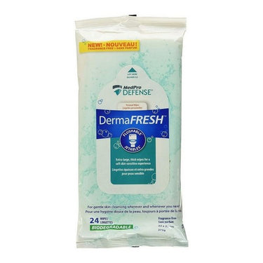 Dermafresh Flushable Biodegradable Personal Wet Wipes 1 Pack / 24 Count by MedPro