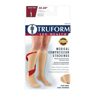 Below Knee Closed Toe 30-40 MMHG Beige Large 1 Pair by Truform