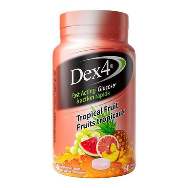 Tropical Fruit Fast Acting Glucose Chewable 50 Tabs by Dex4