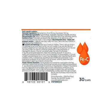 Ebmfer, Iron With Vitamin C, 30 Caps