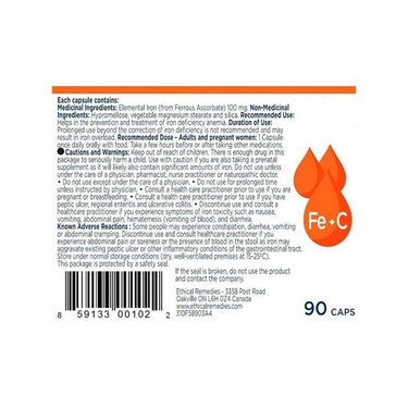 Ebmfer, Iron With Vitamin C, 90 Caps