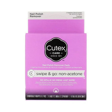 Cutex Care Swipe And Go Non-Acetone Nail Polish Remover Pads 10 Count by Revlon