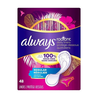 Radiant Pantiliners Regular Unscented 48 Count by Always
