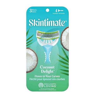 Coconut Delight 3 Blade Disposable Razor For Women 4 Count by Skintimate
