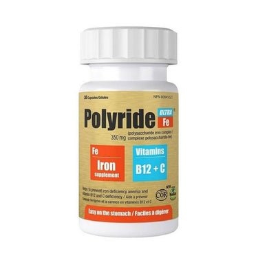 Ultra Iron Complex With B12 And Vitamin C 30 Caps by Polyride Fe