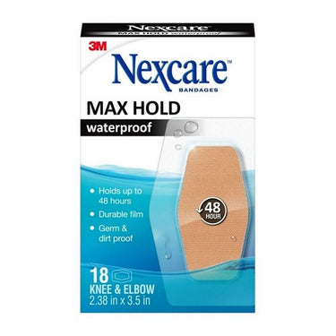 Max Hold Waterproof Bandages  Knee And Elbow 18 Count by Nexcare