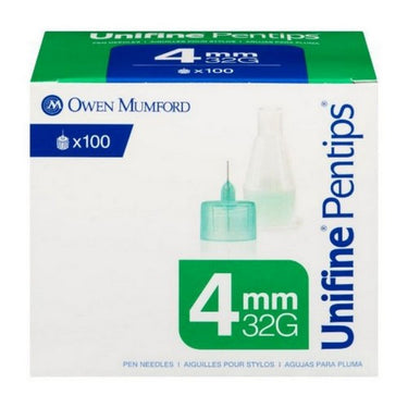 Pentips Insulin 4 MM 32Guage Pen Needles 100 Count by A&D Medical Canada Inc