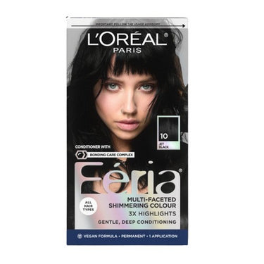 Feria Multi Faceted Shimmering Permanent Hair Color Blackest Black 1 Count by L'oreal Paris