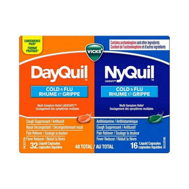 DayQuil And NyQuil Cold and Flu Symptom Relief 48 Caps by Vicks