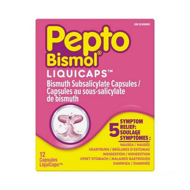 Bismuth Liquicaps Upset Stomach Relief 120 Caps by Pepto-Bismol
