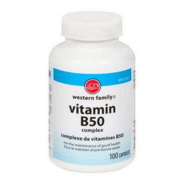 Vitamin B50 Complex 100 Caps by Western Family