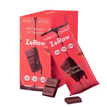 Zoraw Chocolates, Milk Chocolate Bar With Protein Almonds, 55 Grams (Case Of 12)