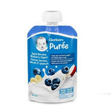 Baby Puree Apple Banana Blueberry And Yogurt 94 Ml (Case Of 12) by Gerber