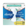 Pure Cotton With FlexFoam Pads Size 1 Regular Absorbency With Wings Unscented 28 Count by Always