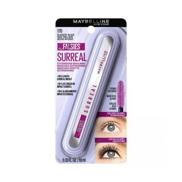 Maybelline, The Falsies Surreal Extensions Washable Mascara Eye Makeup Blackest Black, 0.33 Oz (Case Of 3)