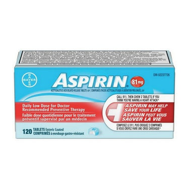 Aspirin, Aspirin Daily Low Dose Enteric Coated, 81 Mg, 120 Tablets