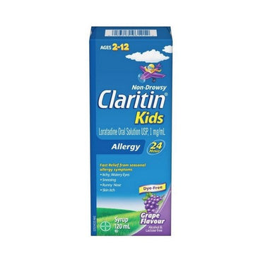 Claritin, Kids Non Drowsy Allergy Syrup Grape Flavour, 120 Ml