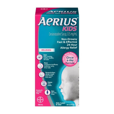 Aerius, Allergy Medicine Non Drowsy Relief Syrup Bubble Gum Flavour, 100 Ml