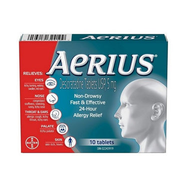 Aerius, Allergy Medicine Fast Relief 24 Hour Non Drowsy, 5 Mg, 10 Tablets
