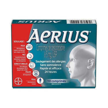 Aerius, Allergy Medicine Fast Relief 24 Hour Non Drowsy, 5 Mg, 10 Tablets