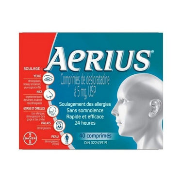 Aerius, Allergy Medicine Fast Relief 24 Hour, 40 Tablets