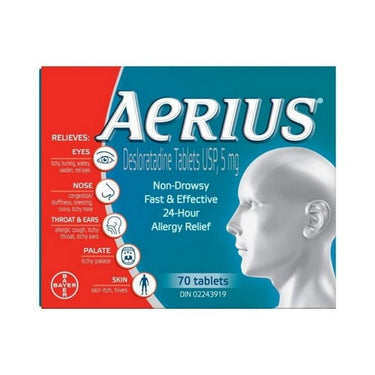Aerius, Allergy Medicine Fast Relief 24 Hour, 70 Tablets