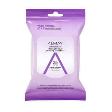 Almay, Longwear Makeup Remover Cleansing Towelettes, 25 Count (Case Of 2)